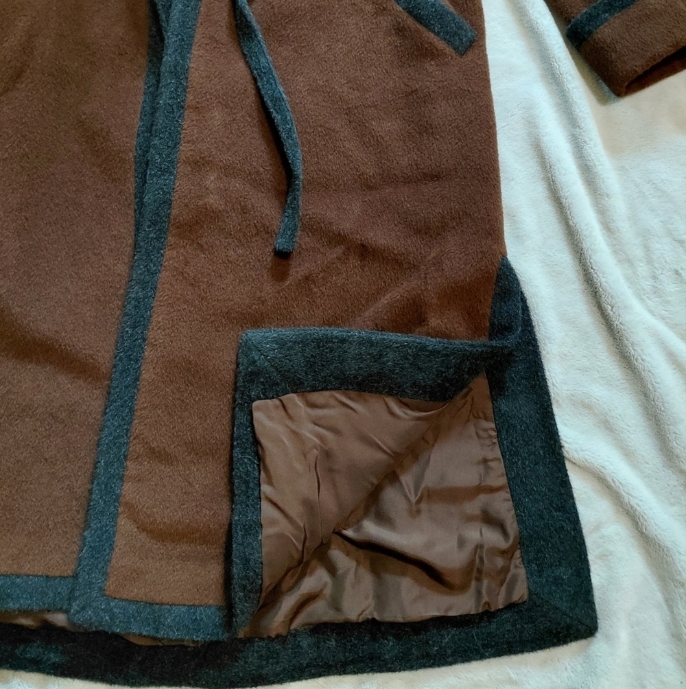 Neiman Marcus Bisang Agnona Alpaca Long Brown Coat Size 8P - Picture 4 of 14